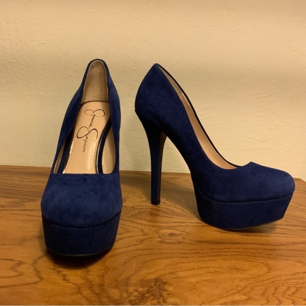 Jessica Simpson Deep Navy Suede Platform Heels size 6